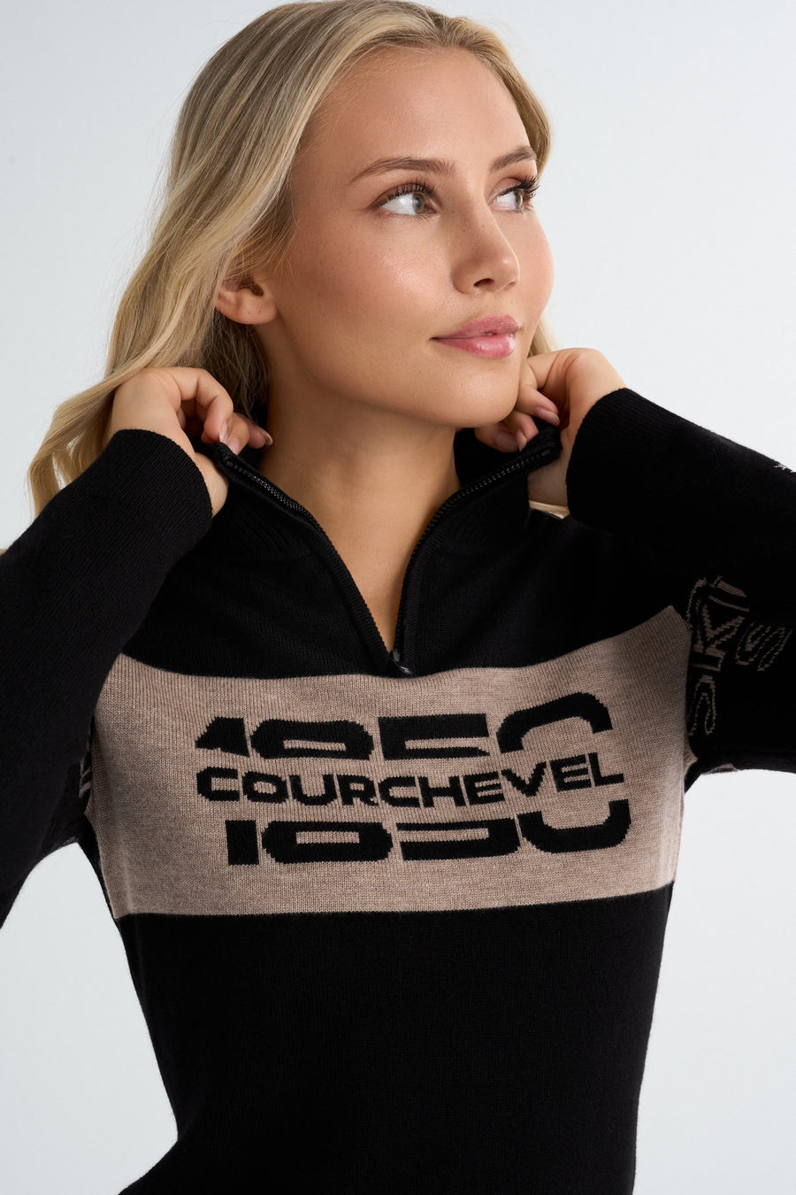 Courchevel Zip Sweater · Black/Beige