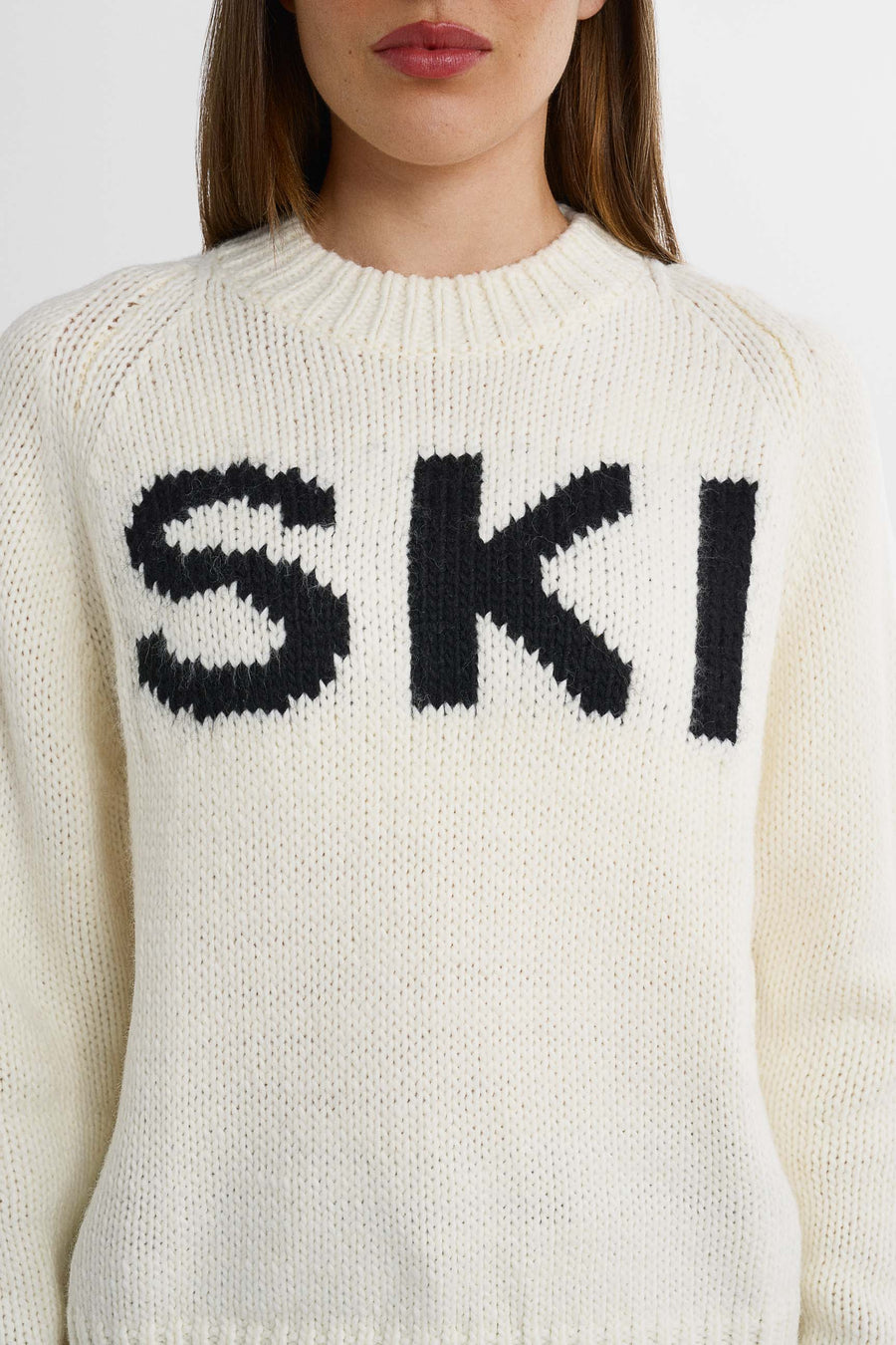 SKI Chunky Knit Sweater · White/Black