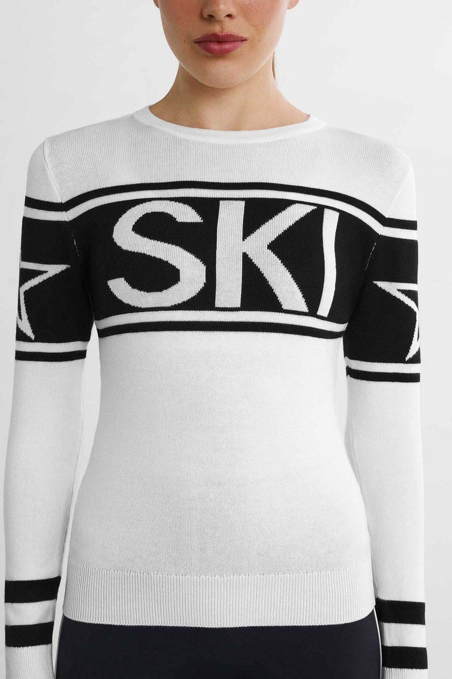 SKI Crewneck Sweater · White/Black